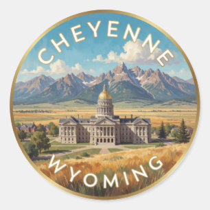 Cheyenne Wyoming Western Reise Runder Aufkleber