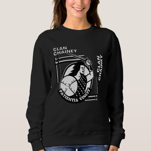 Cheyne Clan Gaelic Motto Swordsman Sweatshirt (Vorderseite)