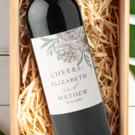 Chi Beige off White Floral Wedding Favor Weinetikett