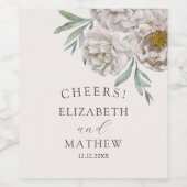 Chi Beige off White Floral Wedding Favor Weinetikett (Einzelnes Label)