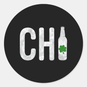 Chi Chicago Beer Flasche Irish St Patricks Day Runder Aufkleber