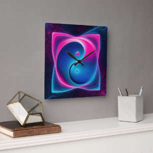 Chi Fusion: Vibrant Yin Yang Energies Quadratische Wanduhr