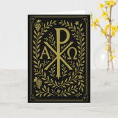 Chi Rho Alpha Omega Gold Symbol auf schwarz Karte (Gelbe Blume)