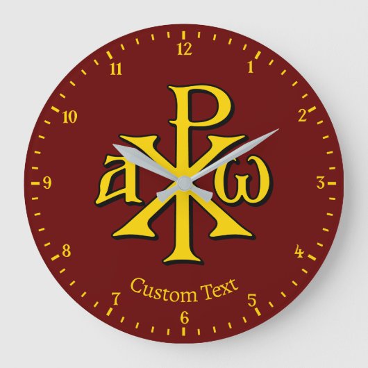 Chi Rho Christogram Wall Clock Große Wanduhr (Vorderseite)