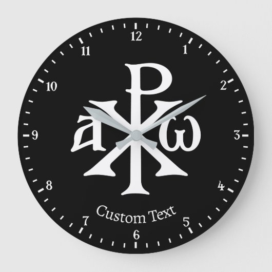 Chi Rho Christogram Wall Clock Große Wanduhr (Vorderseite)