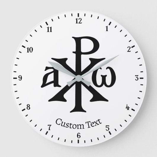 Chi Rho Christogram Wall Clock Große Wanduhr (Vorderseite)