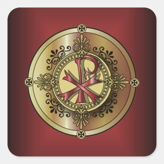 Chi-Rho Monogram ~ Christliches Symbol P & X Quadratischer Aufkleber (Vorderseite)