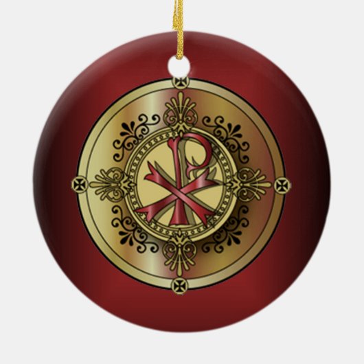 Chi-Rho-Monogramm ~ christliches Symbol P u. X Keramikornament (Hinten)