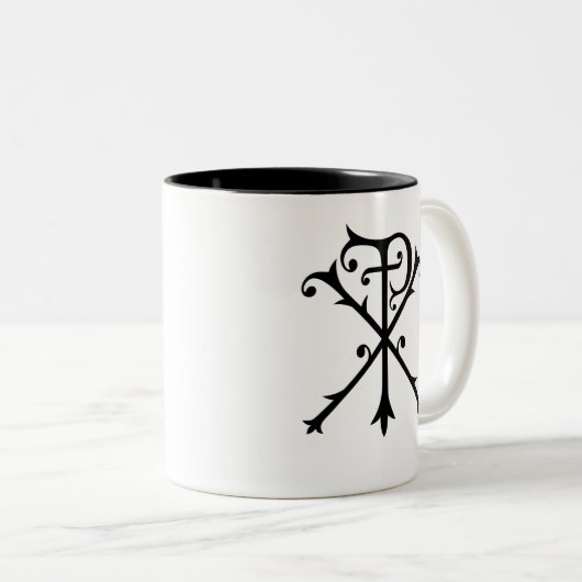Chi Rho Symbol Christi Christlich Inspiration Zweifarbige Tasse (VorderseiteRechts)