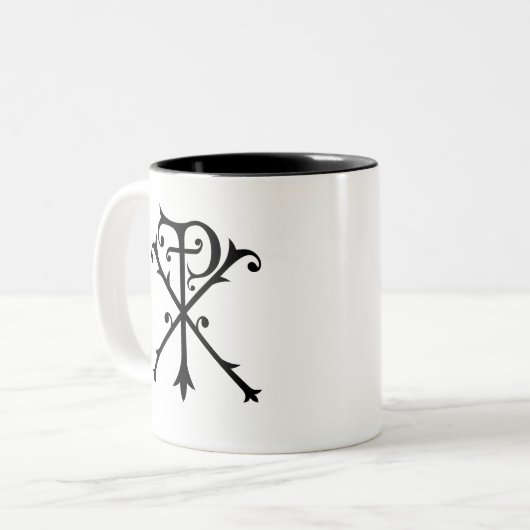 Chi Rho Symbol Christi Christlich Inspiration Zweifarbige Tasse (Vorderseite Links)