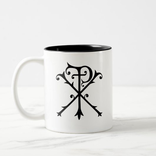 Chi Rho Symbol Christi Christlich Inspiration Zweifarbige Tasse (Links)