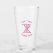 Chi Ro Christlich Cross Pink Personalisiert Glas (Vorderseite)