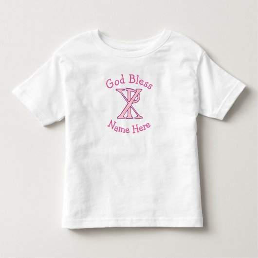 Chi Ro Christlich Cross Pink Personalisiert Kleinkind T-shirt (Vorderseite)