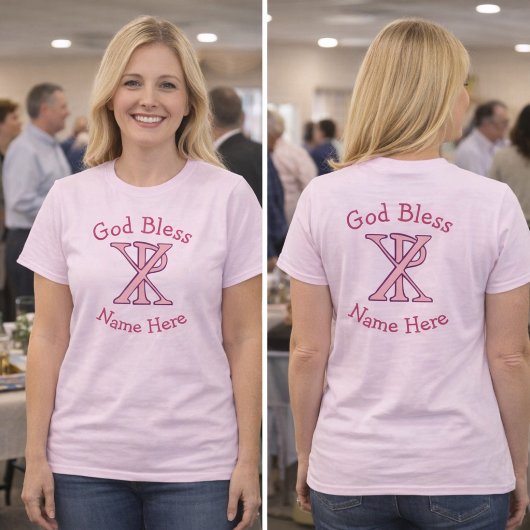 Chi Ro Christlich Cross Pink Personalisiert T-Shirt
