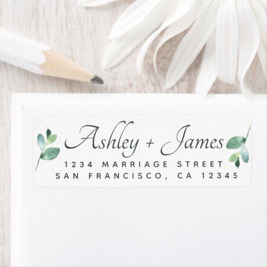 Chi Script Green Foliage Wedding Rücksendeadresse (Insitu)