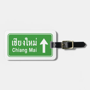 Chiang Mai Ahead ⚠ Verkehrszeichen der thailändisc Gepäckanhänger