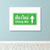 Chiang Mai Ahead ⚠ Verkehrszeichen der thailändisc Leinwanddruck (Insitu (Holzboden))