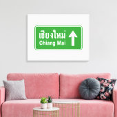 Chiang Mai Ahead ⚠ Verkehrszeichen der thailändisc Leinwanddruck (Insitu (Wohnzimmer))