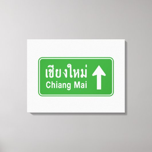 Chiang Mai Ahead ⚠ Verkehrszeichen der thailändisc Leinwanddruck (Vorderseite)