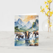 Chiang Mai Elephants Thailand Karte (Gelbe Blume)