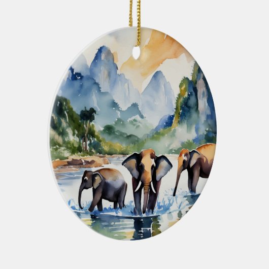 Chiang Mai Elephants Thailand Keramik Ornament (Rechts)