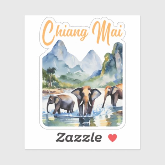 Chiang Mai Elephants Watercolor Aufkleber (Blatt)