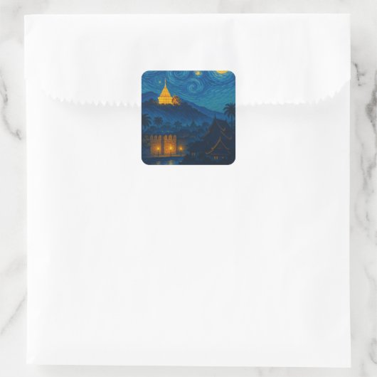 Chiang Mai Temple Starry Night Sticker (Tasche)