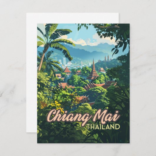 Chiang Mai Thailand Asia Tempels Mountain Card (Vorne/Hinten)