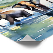 Chiang Mai Thailand Elephants Watercolor Poster (Ecke)