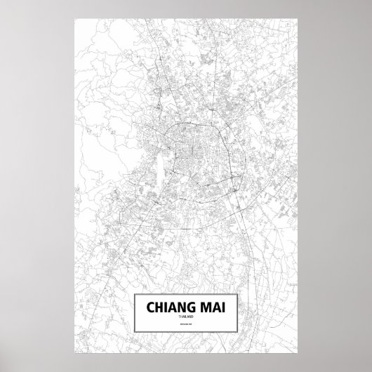 Chiang Mai, Thailand (schwarz auf weiß) Poster (Vorne)