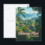 Chiang Mai Thailand Tempel Asien Gebirge Vintag Postkarte<br><div class="desc">Die Tempel und Berge von Chiang Mai in Nordthailand. Chiang Mai, Thailand, wurde 1296 als Hauptstadt des Lanna-Königreiches gegründet und ist ein kulturelles und historisches Juwel im Norden Thailands. Zu den bedeutendsten Sehenswürdigkeiten zählen Wat Phra That Doi Suthep, ein atemberaubender Bergtempel mit Panoramablick, und die Altstadt, umgeben von alten Mauern...</div>