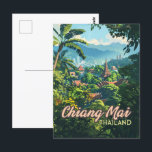 Chiang Mai Thailand Tempel Asien Gebirge Vintag Postkarte<br><div class="desc">Die Tempel und Berge von Chiang Mai in Nordthailand. Chiang Mai, Thailand, wurde 1296 als Hauptstadt des Lanna-Königreiches gegründet und ist ein kulturelles und historisches Juwel im Norden Thailands. Zu den bedeutendsten Sehenswürdigkeiten zählen Wat Phra That Doi Suthep, ein atemberaubender Bergtempel mit Panoramablick, und die Altstadt, umgeben von alten Mauern...</div>