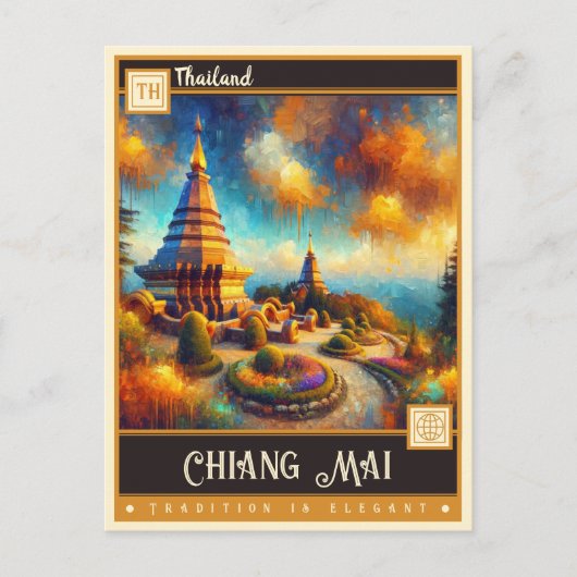 Chiang Mai, Thailand | Vintage Malerei Postkarte (Vorderseite)