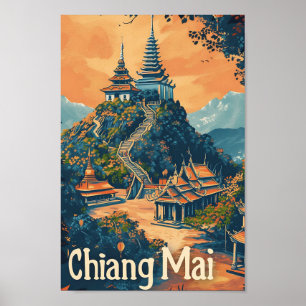 Chiang Mai Thailand Vintage Reise - Illustration Poster