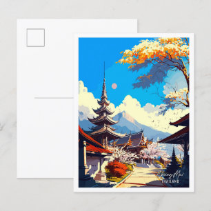 Chiang Mai Thailand Vintage Reise - Illustration Postkarte