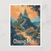 Chiang Mai Thailand Vintage Reise - Illustration Postkarte (Vorderseite)