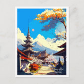 Chiang May Thailand Vintage Travel Illustration Postkarte (Vorderseite)