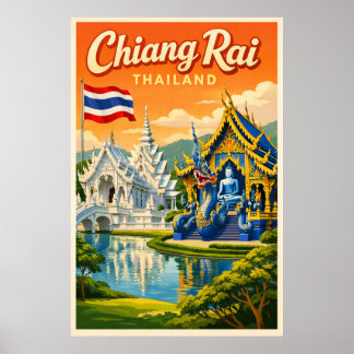 Chiang Rai Thailand - Vintage Reiseplakat Poster