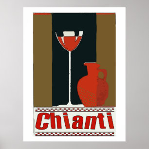 Chianti Wein und rote Flasche Poster
