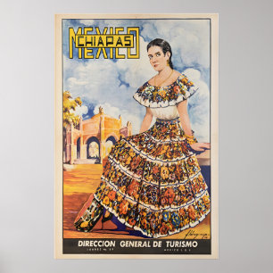 Chiapas Kunst Mexiko Reiseplakat Mexikanischer Dru Poster