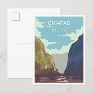 Chiapas Mexiko Kunst Vintage Reiseillustration Postkarte
