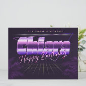Chiara Name Vorname lila retro Karte Geburtstag (Stehend Vorderseite)