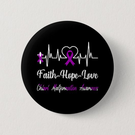 Chiari Malformation Awareness Heartbeat Christlich Button (Vorderseite)