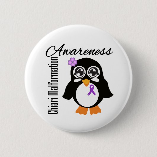 Chiari Malformation Awareness Penguin Button (Vorderseite)