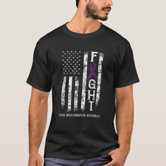 Chiari Malformation Warrior US Flag T-Shirt (Vorderseite)
