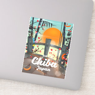 Chiba Japan Vintage-Reiseplakat-Kunst. Aufkleber