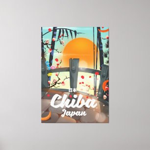 Chiba Japan Vintage-Reiseplakat-Kunst. Leinwanddruck