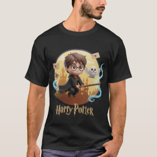 Chibi 3D Harry Potter Flying auf Broomstick Niedli T-Shirt