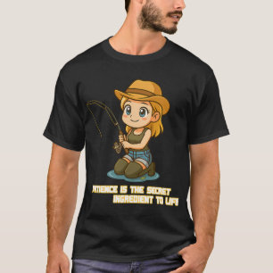 Chibi-Angler-Sticker – „Geduld ist das T-Shirt