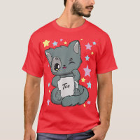 Chibi Anime Cat Trinken eines Boba Tee Kawaii Neko